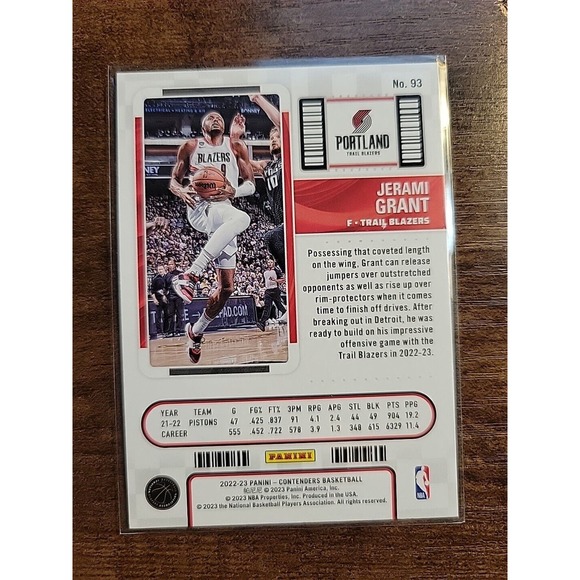 Jerami Grant 2022-2023 Panini Contenders #93 - Red - Trail Blazers - NBA - Picture 2 of 2